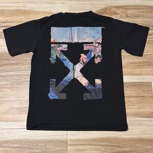 Off-White Monet Oil Painting Arrow Logo Black T-Shirt XL OMBA003S18003012